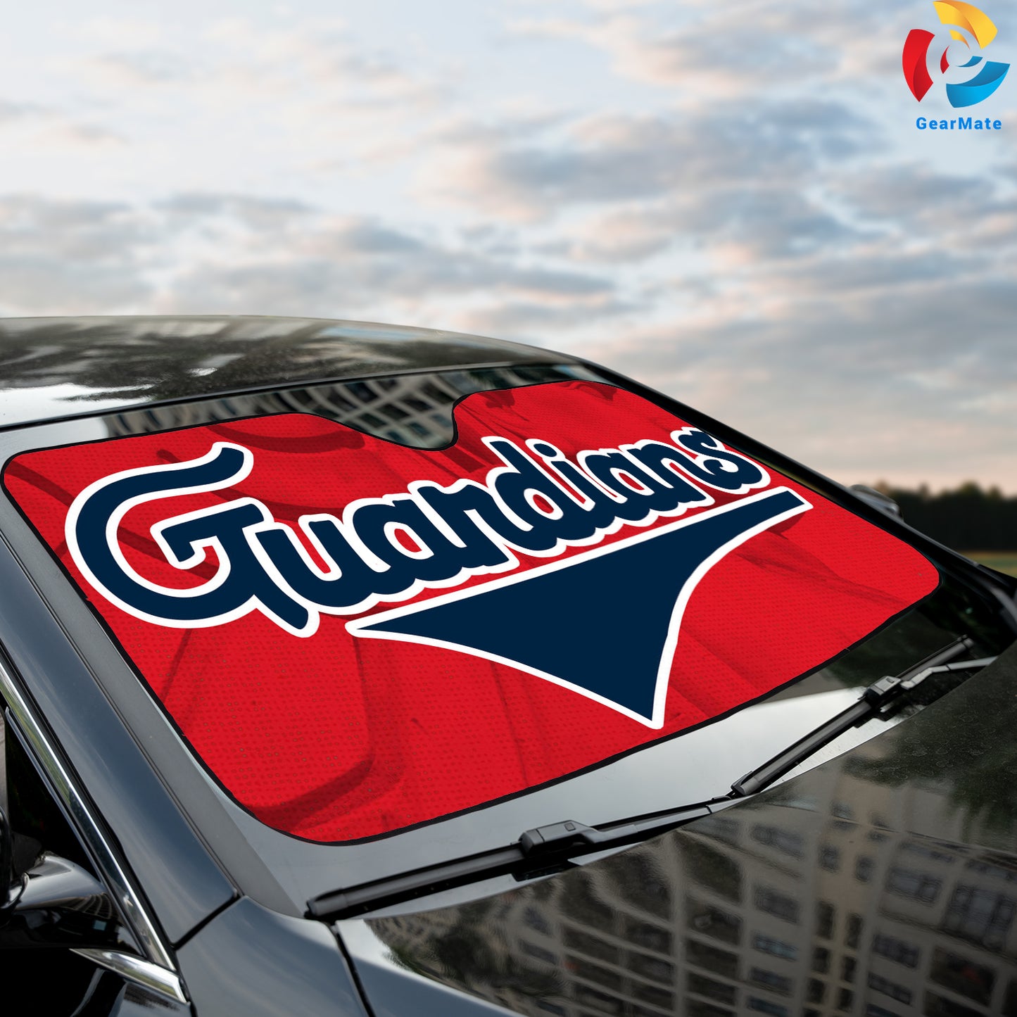 Cleveland Guardians MLB Baseball Team Spirit Background Reflective Car Sunshade – Premium Heat & UV Protection, Universal Fit