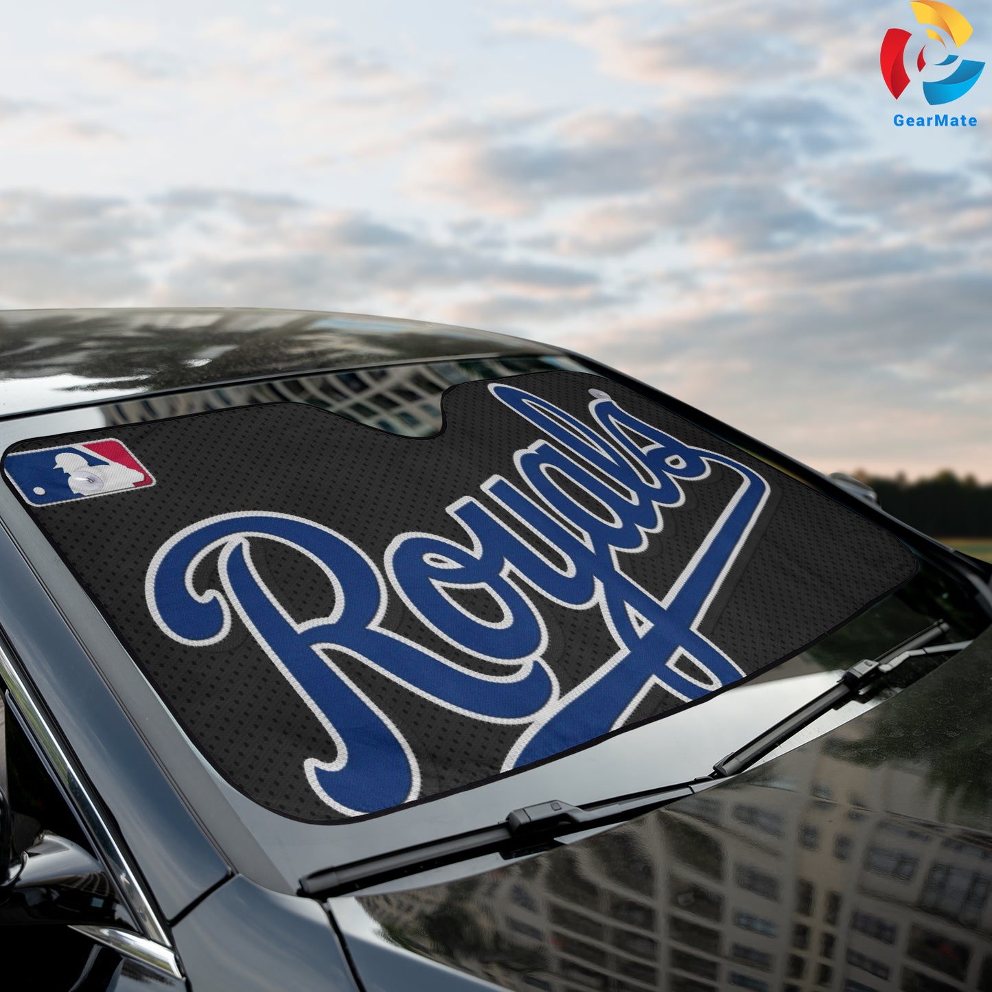 Kansas City Royals MLB Baseball Black Background Reflective Car Sunshade – Premium Heat & UV Protection, Universal Fit