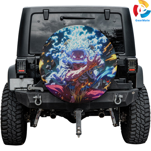 One Piece Luffy Gear 5 Never Give Up Spare Tire Cover – Premium Waterproof UV-Resistant Protector