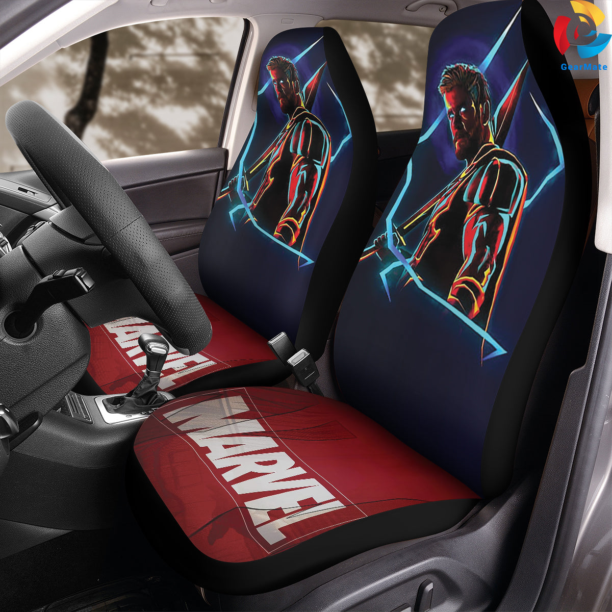 Thor Love and Thunder Car Seat Covers – High Quality Graphic and Polar Fleece Protector Set