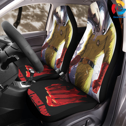 Standing Saitama Anime One Punch Man Car Seat Covers – High Quality Graphic and Polar Fleece Protector Set