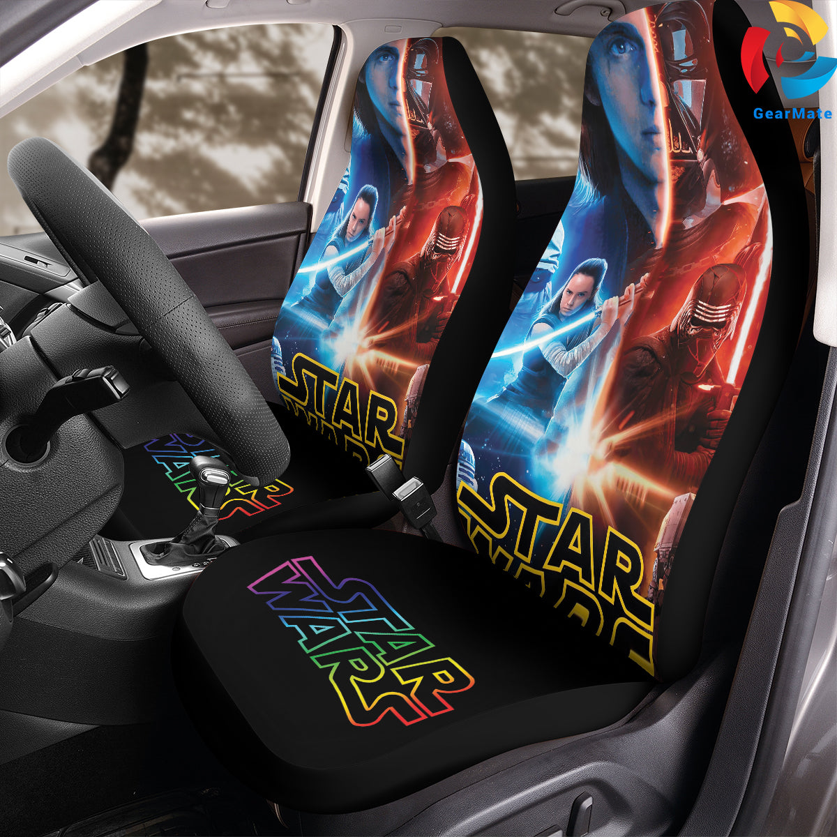 Starwars Fight Car Seat Covers – High Quality Graphic and Polar Fleece Protector Set