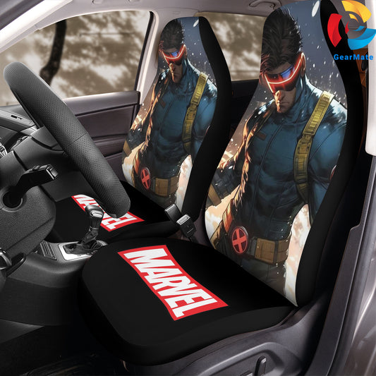 Marvel Cyclops Marvel Merch Car Seat Covers – High Quality Graphic and Polar Fleece Protector Set