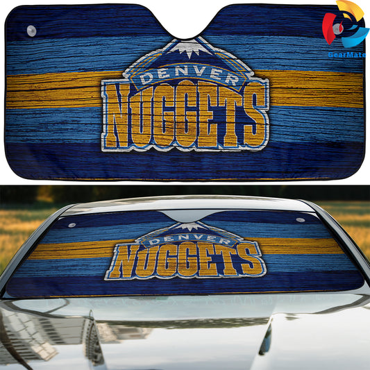 Basketball Stripe Denver Nuggets Team Logo Reflective Car Sunshade – Premium Heat & UV Protection, Universal Fit