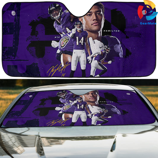 Baltimore Ravens NFL Football Stars Reflective Car Sunshade – Premium Heat & UV Protection, Universal Fit