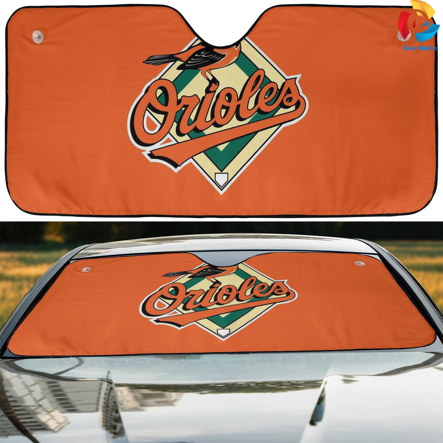 Baltimore Orioles MLB Organe Original Reflective Car Sunshade – Premium Heat & UV Protection, Universal Fit