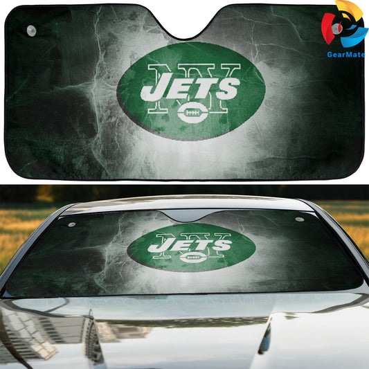 New York Jets NFL Football Game Fan Car Cover Reflective Car Sunshade – Premium Heat & UV Protection, Universal Fit