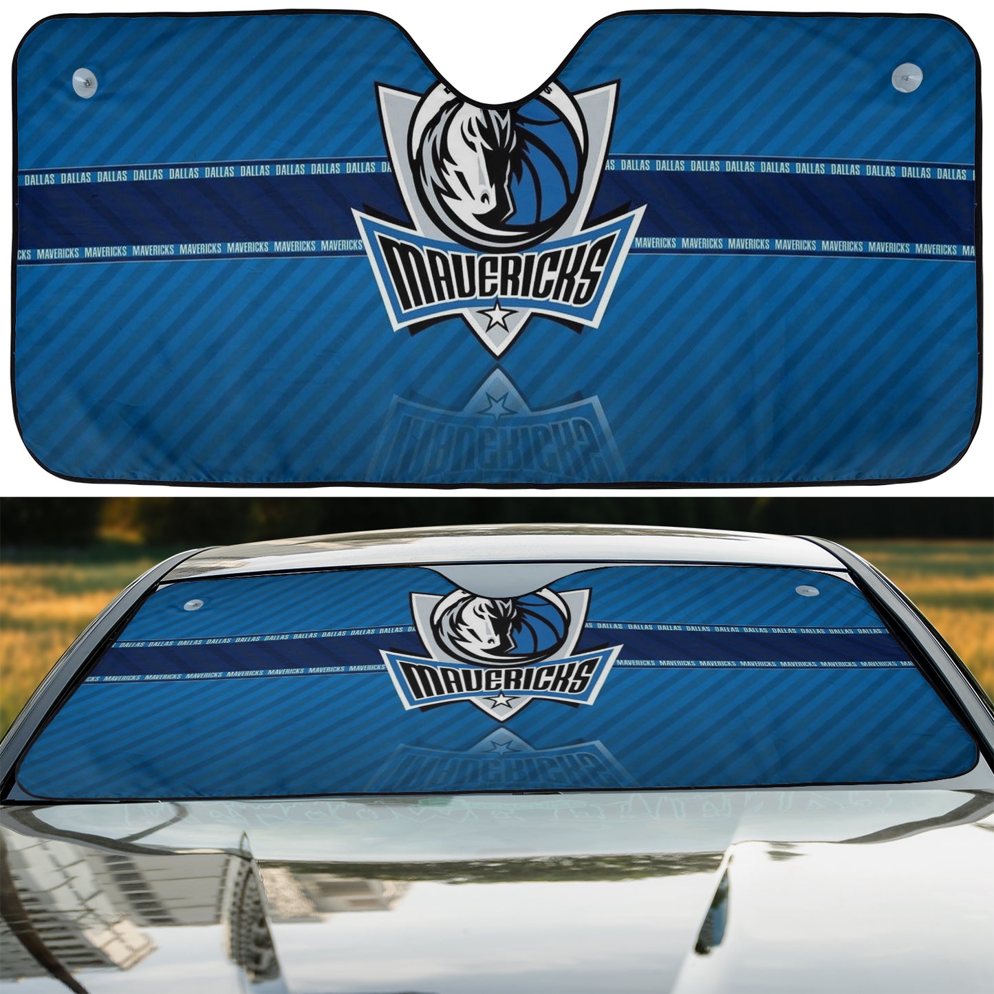 Reflected Basketball Dallas Maverick Reflective Car Sunshade – Premium Heat & UV Protection, Universal Fit