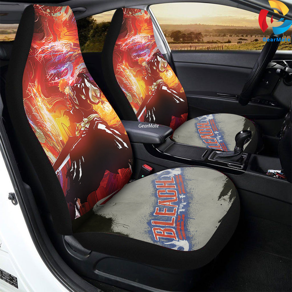 Kurosaki Bleach Background Car Seat Covers – High Quality Graphic and Polar Fleece Protector Set