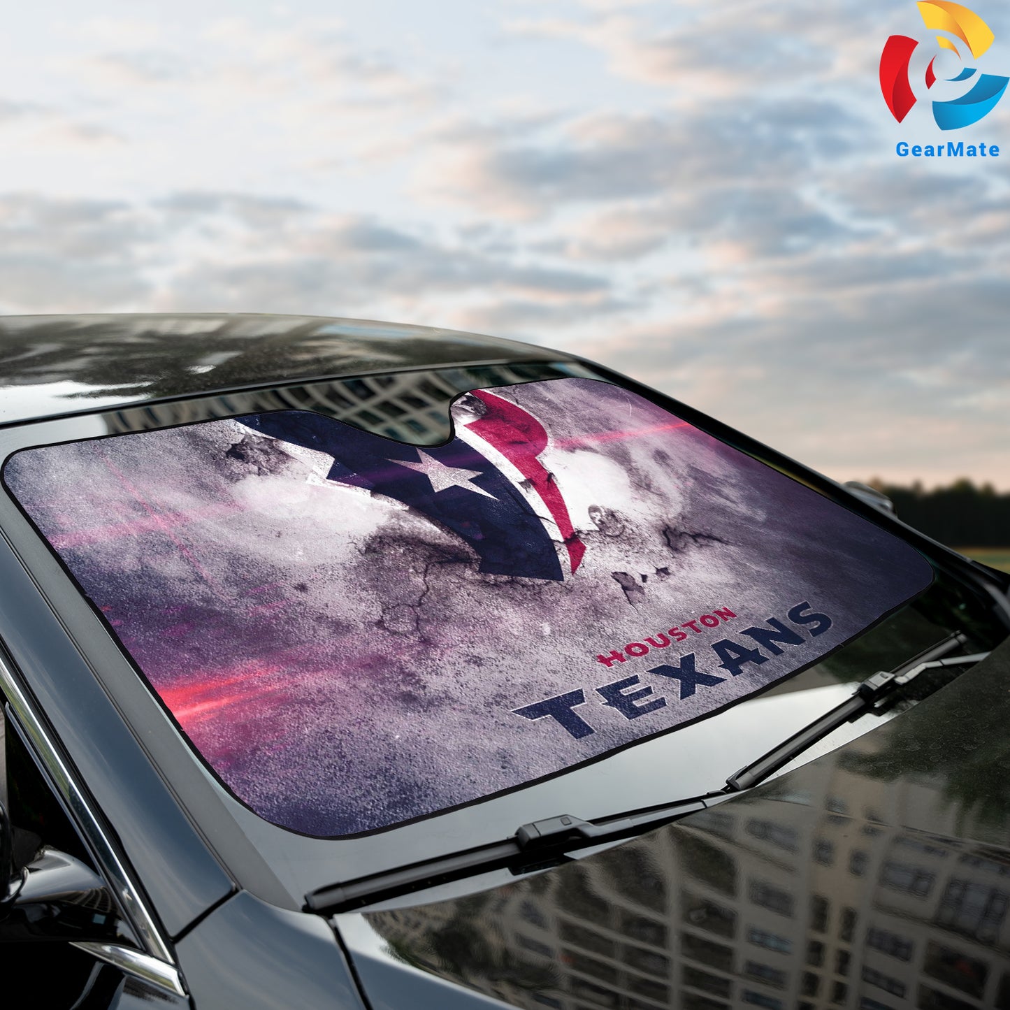 Houston Texans NFL Football Team Vibes Car Cover Reflective Car Sunshade – Premium Heat & UV Protection, Universal Fit