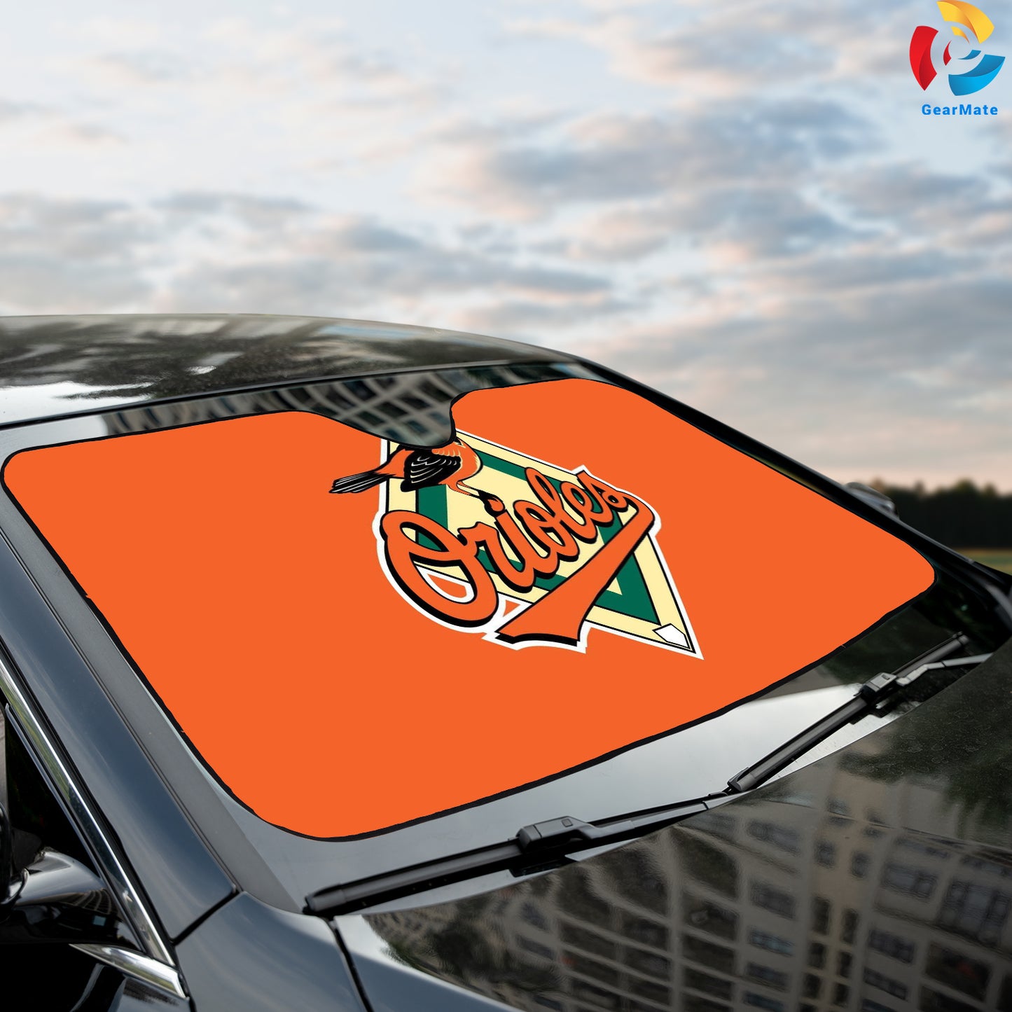 Baltimore Orioles MLB Organe Original Reflective Car Sunshade – Premium Heat & UV Protection, Universal Fit