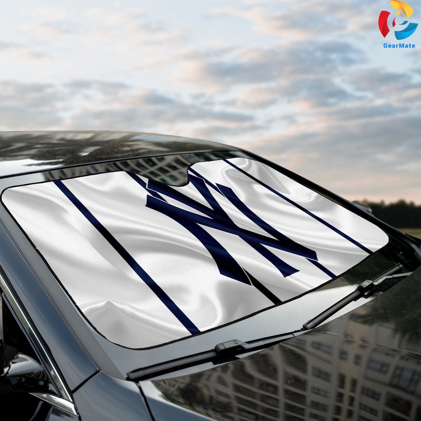 New York Yankees Wavy Flag Reflective Car Sunshade – Premium Heat & UV Protection, Universal Fit