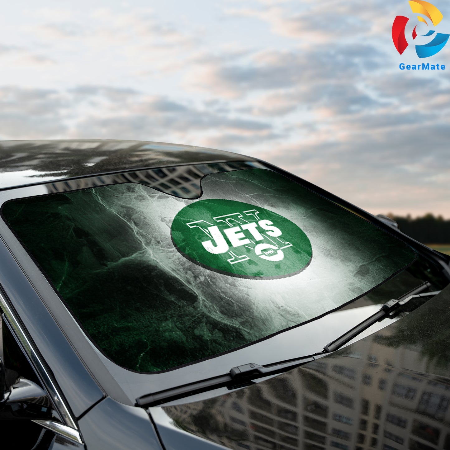 New York Jets NFL Football Game Fan Car Cover Reflective Car Sunshade – Premium Heat & UV Protection, Universal Fit