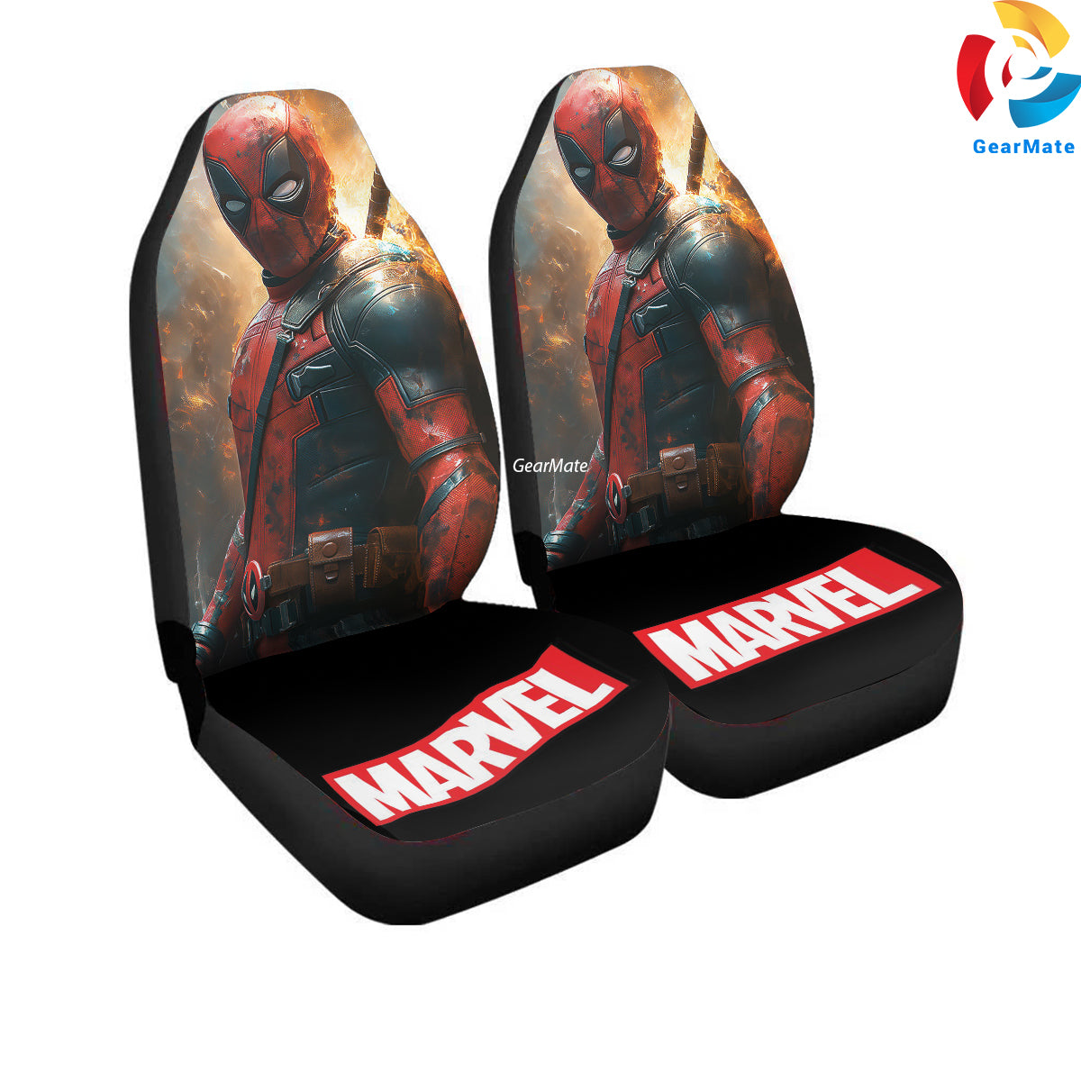 Marvel Deadpool Staring Car Seat Covers – High Quality Graphic and Polar Fleece Protector Set