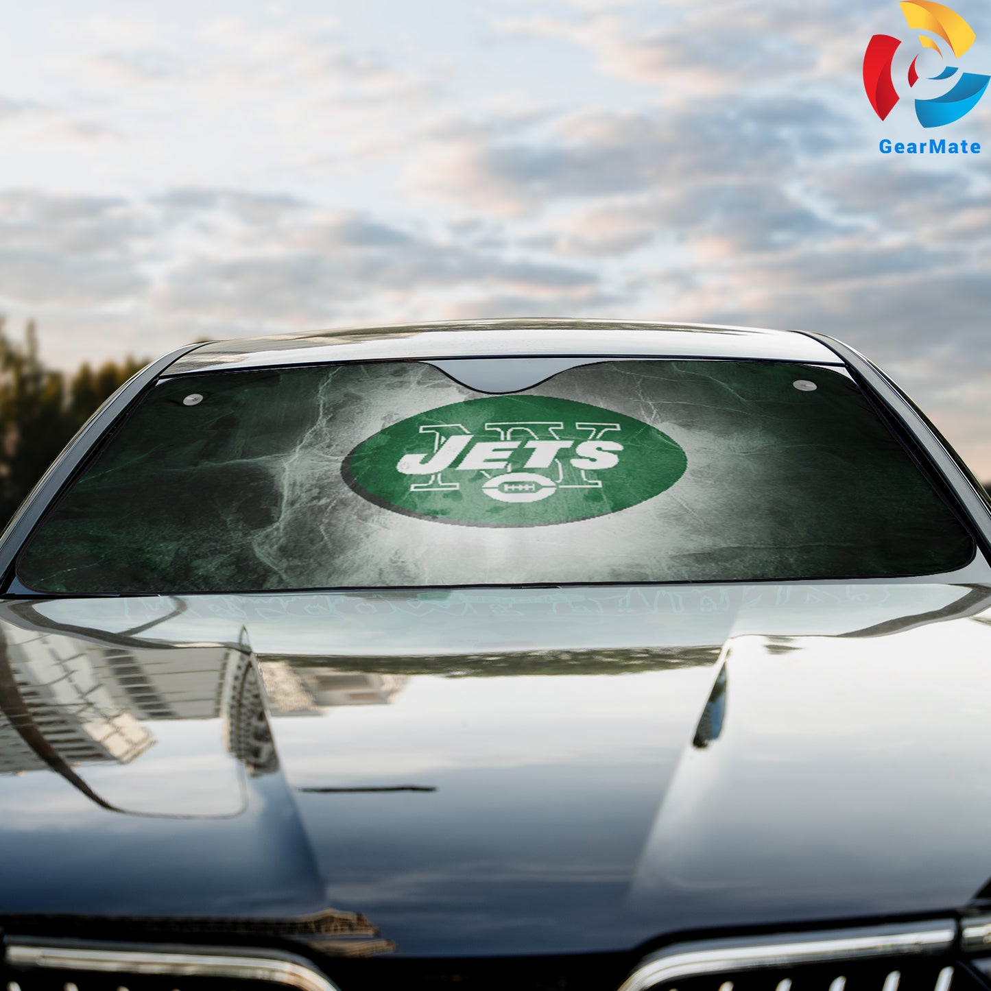 New York Jets NFL Football Game Fan Car Cover Reflective Car Sunshade – Premium Heat & UV Protection, Universal Fit