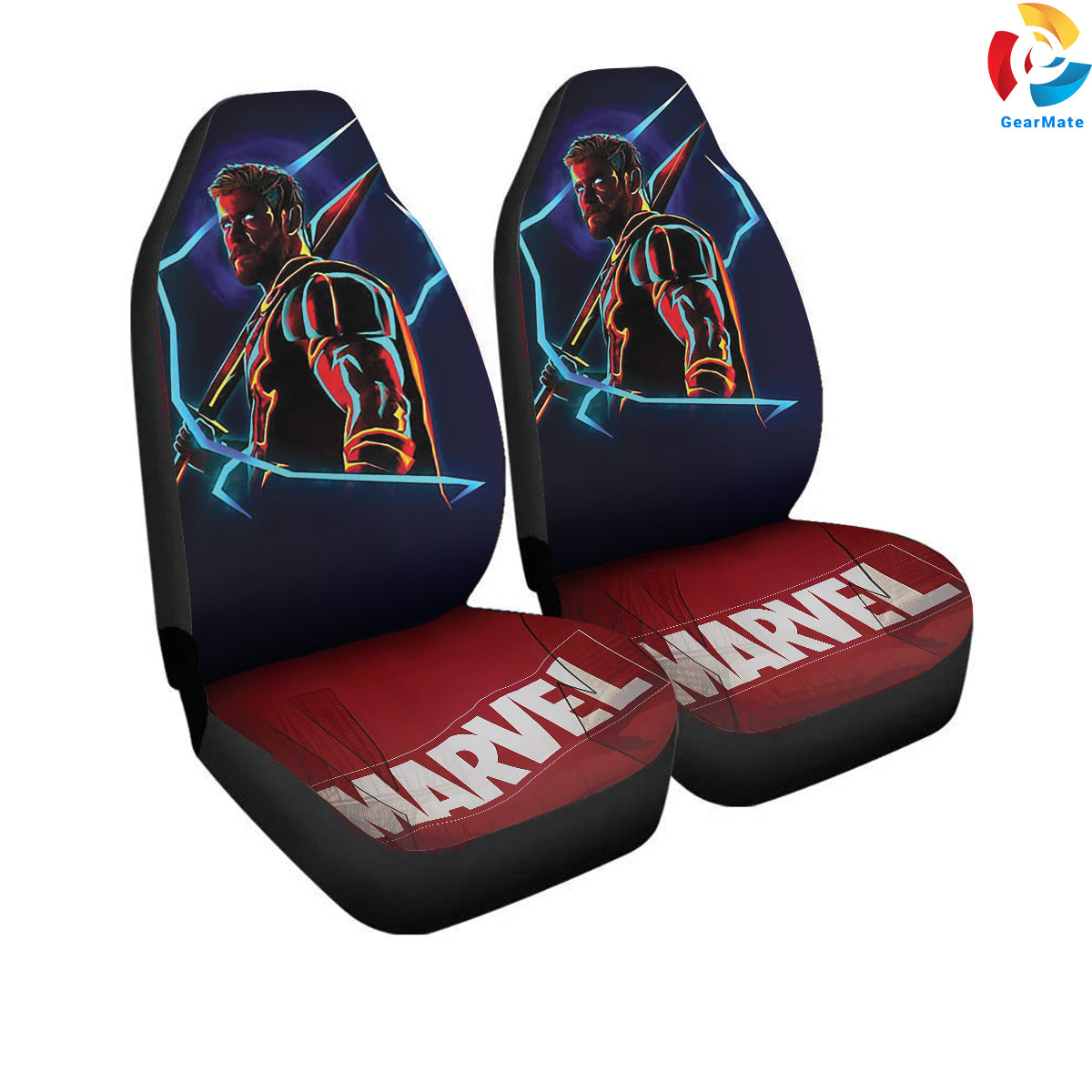 Thor Love and Thunder Car Seat Covers – High Quality Graphic and Polar Fleece Protector Set