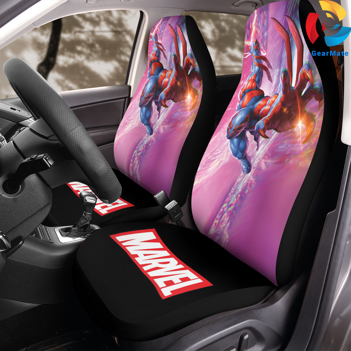 Marvel Spiderman Marvel Merch Car Seat Covers – High Quality Graphic and Polar Fleece Protector Set