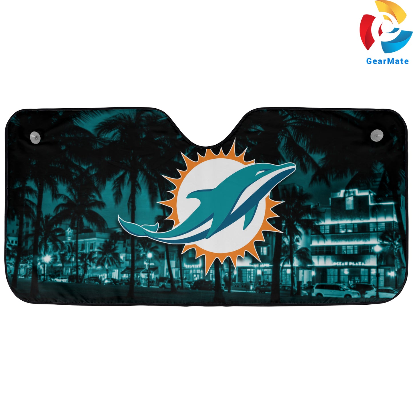 Miami Dolphins NFL Football Fans Cover Reflective Car Sunshade – Premium Heat & UV Protection, Universal Fit