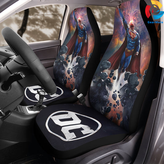 Superman Fly DC Car Seat Covers – High Quality Graphic and Polar Fleece Protector Set