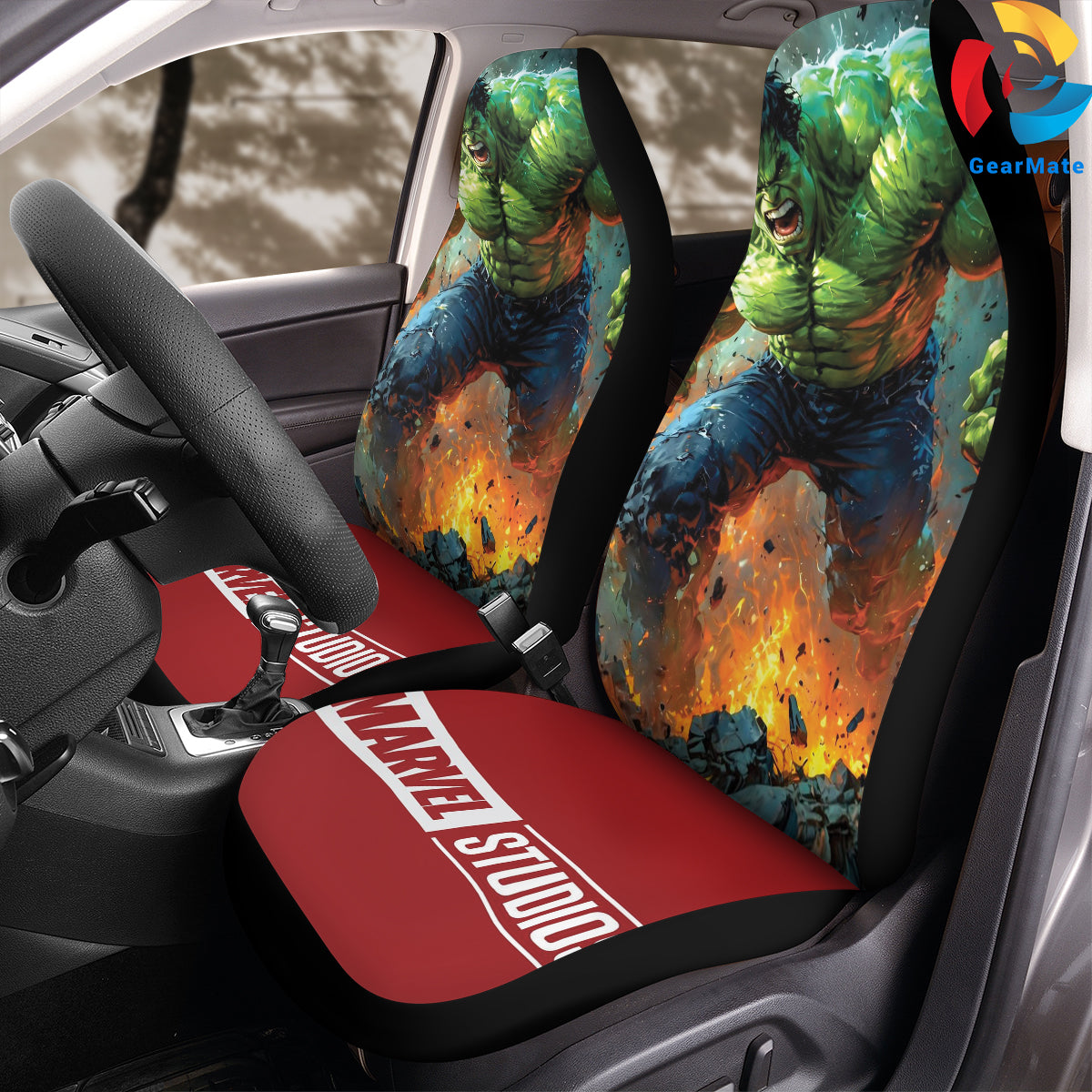 Marvel Hulk Action Car Seat Covers – High Quality Graphic and Polar Fleece Protector Set