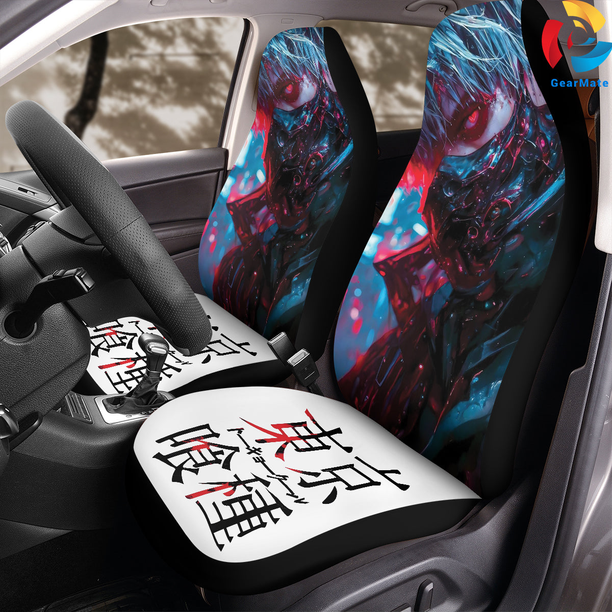 Tokyo Ghoul Dark Blue Car Seat Covers – High Quality Graphic and Polar Fleece Protector Set