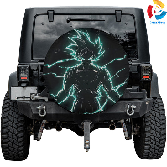 Ultra Instinct Goku, Neon Art AMOLED Spare Tire Cover – Premium Waterproof UV-Resistant Protector