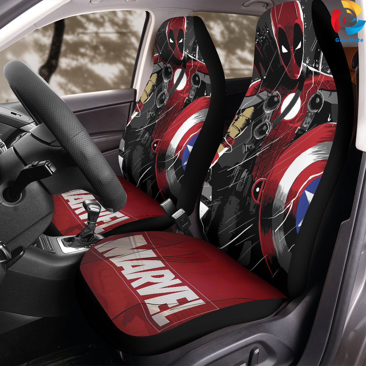 Deadpool Assemble Car Seat Covers – High Quality Graphic and Polar Fleece Protector Set