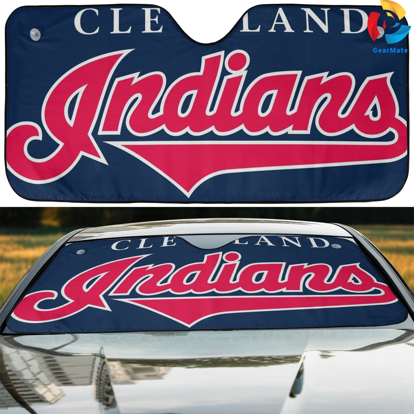 Cleveland Guardians MLB Baseball Fans Background Reflective Car Sunshade – Premium Heat & UV Protection, Universal Fit