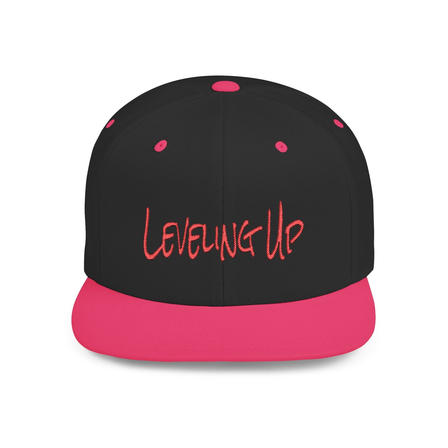 Text Leveling Up Flat Bill Snapback – Lightweight, Custom Fit, Premium Quality