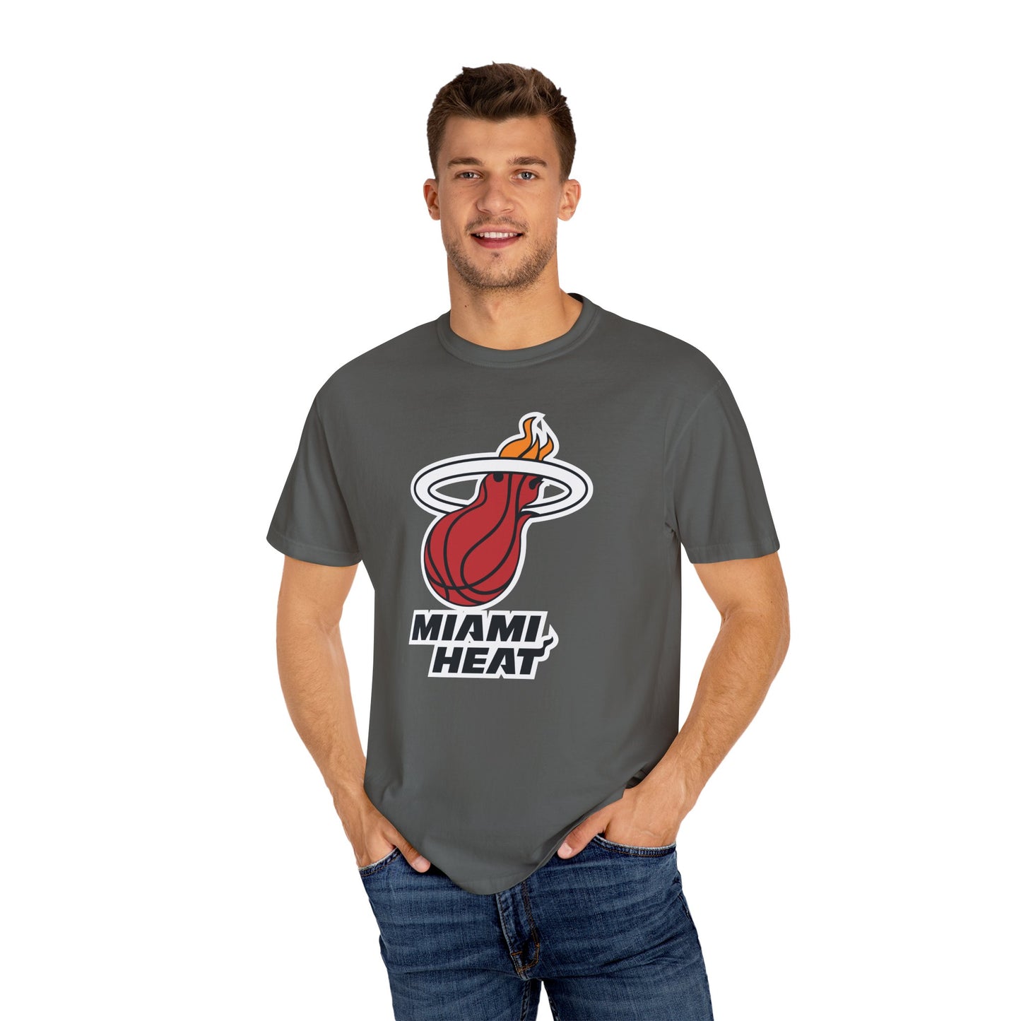 Miami Heat Street Ball Style Garment-Dyed T-Shirt – Premium Cotton Tee for Customization