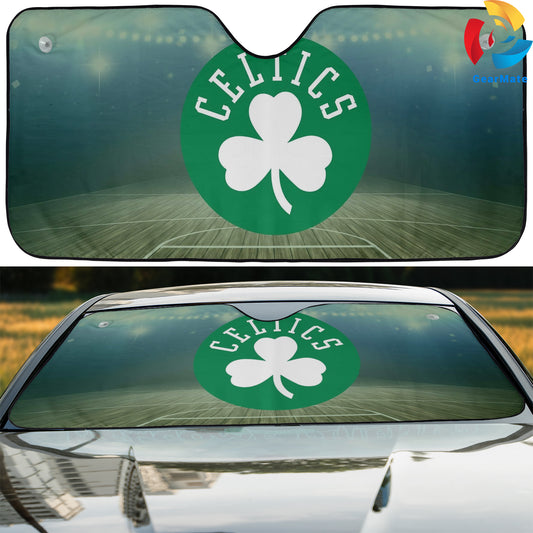 Boston Celtics Court Reflective Car Sunshade – Premium Heat & UV Protection, Universal Fit