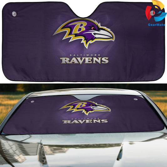 Baltimore Ravens NFL Football Purple Reflective Car Sunshade – Premium Heat & UV Protection, Universal Fit