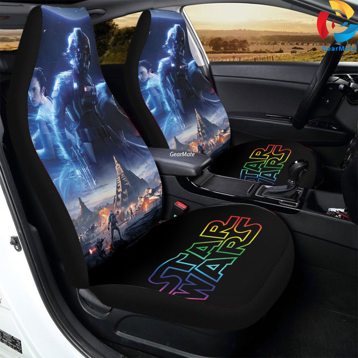 Starwars Fight Battle Car Seat Covers – High Quality Graphic and Polar Fleece Protector Set