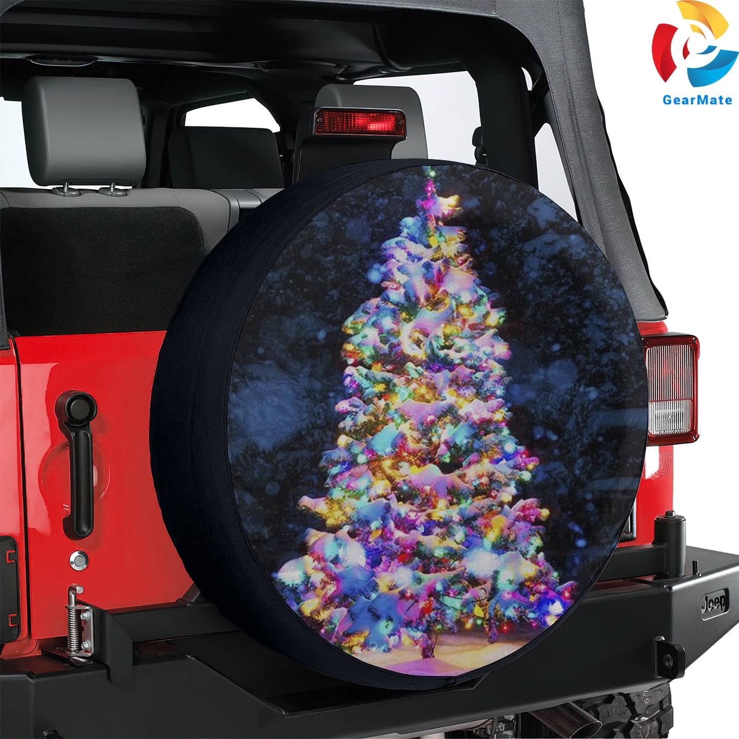 Merry Christmas 2024 Colourful Christmas Tree Spare Tire Cover – Premium Waterproof UV Resistant Protector