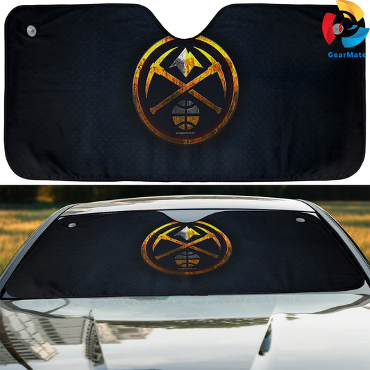 Basketball Black Rusted Denver Nuggets Team Logo Reflective Car Sunshade – Premium Heat & UV Protection, Universal Fit