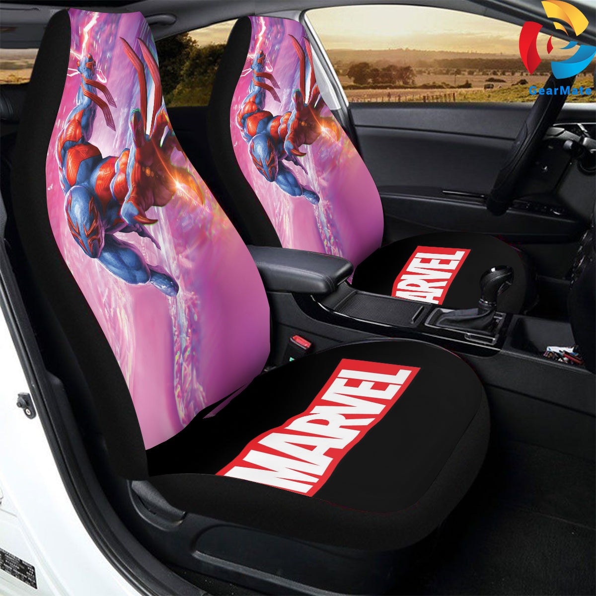 Marvel Spiderman Marvel Merch Car Seat Covers – High Quality Graphic and Polar Fleece Protector Set