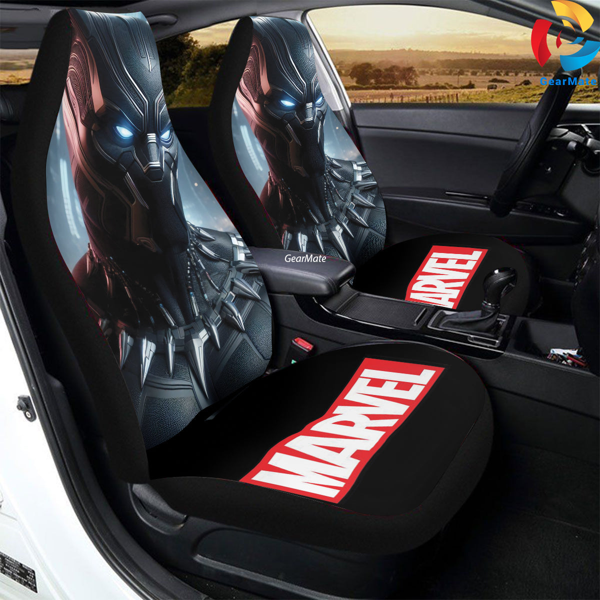 Marvel Black Panther Car Seat Covers – High Quality Graphic and Polar Fleece Protector Set