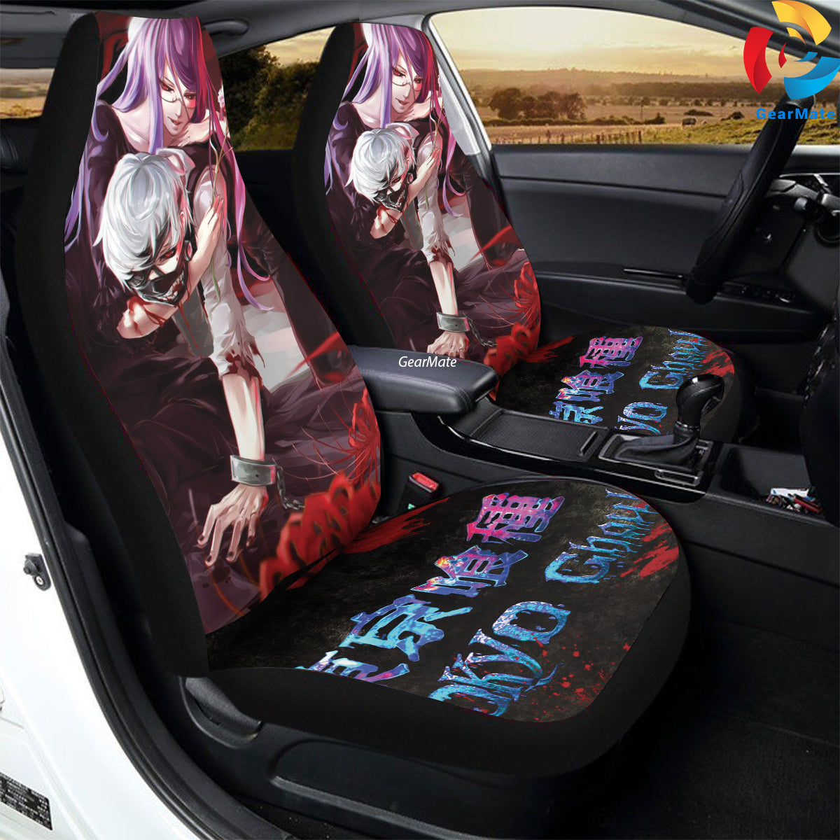 Tokyo Ghoul Ken and Rize Car Seat Covers – High Quality Graphic and Polar Fleece Protector Set