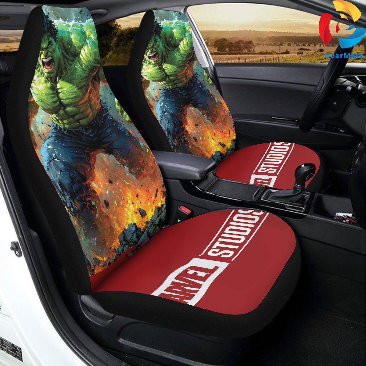 Marvel Hulk Action Car Seat Covers – High Quality Graphic and Polar Fleece Protector Set