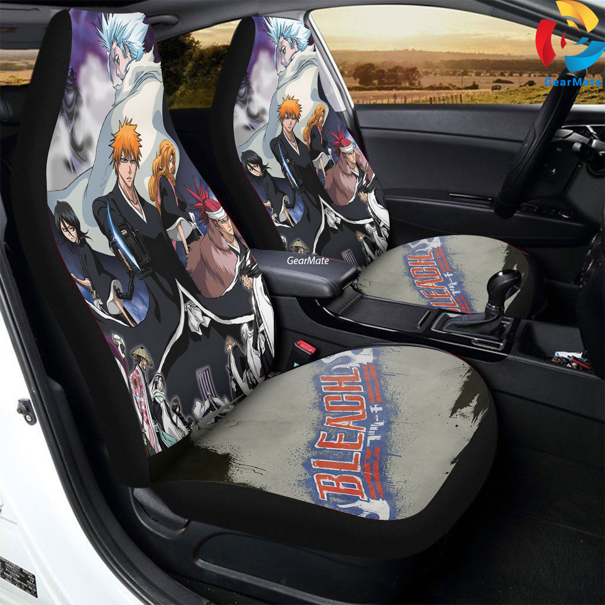 Ichogo with Gotei Bleach Background Car Seat Covers – High Quality Graphic and Polar Fleece Protector Set