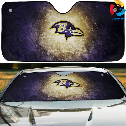 Baltimore Ravens NFL Team Reflective Car Sunshade – Premium Heat & UV Protection, Universal Fit