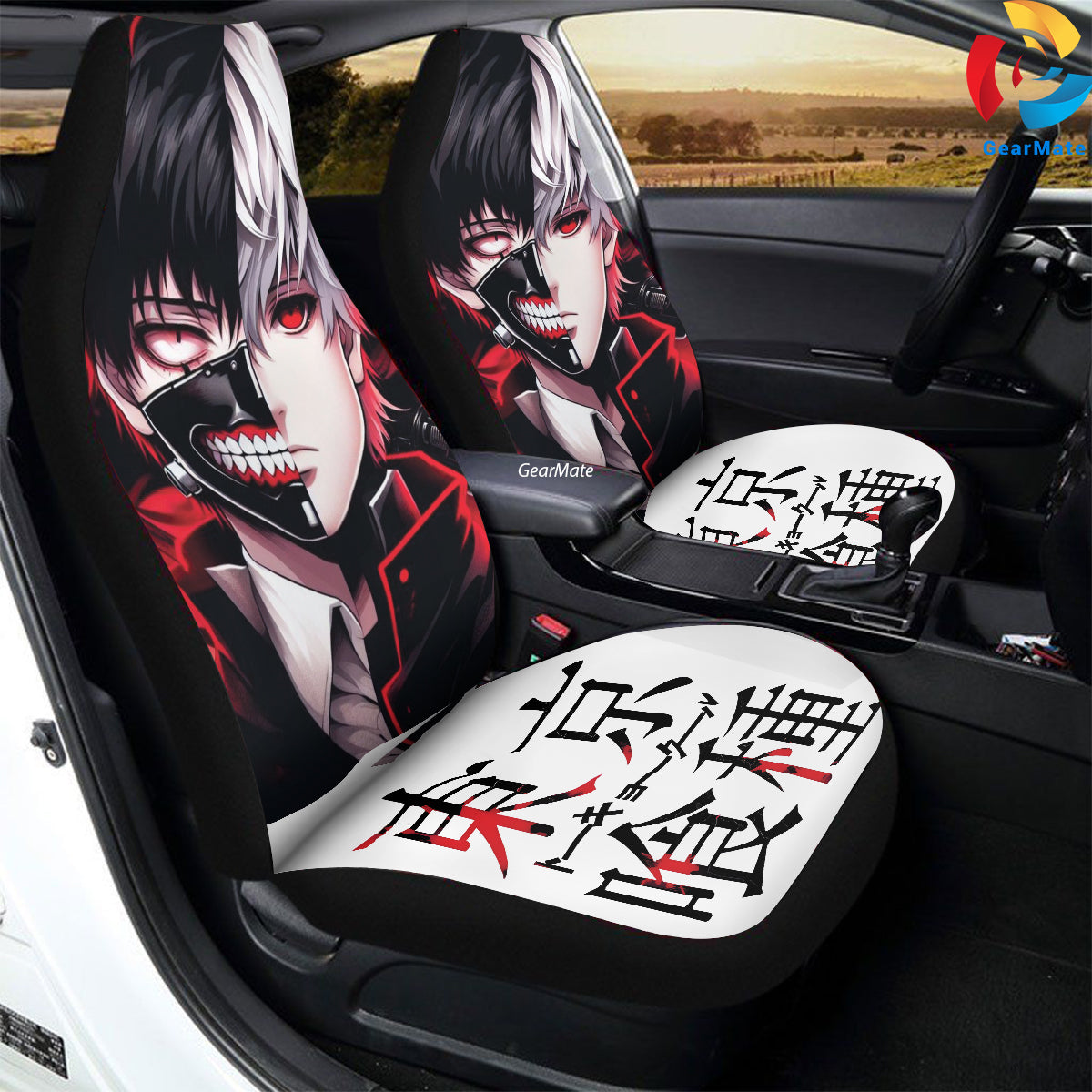 Tokyo Ghoul Two Faces Car Seat Covers – High Quality Graphic and Polar Fleece Protector Set