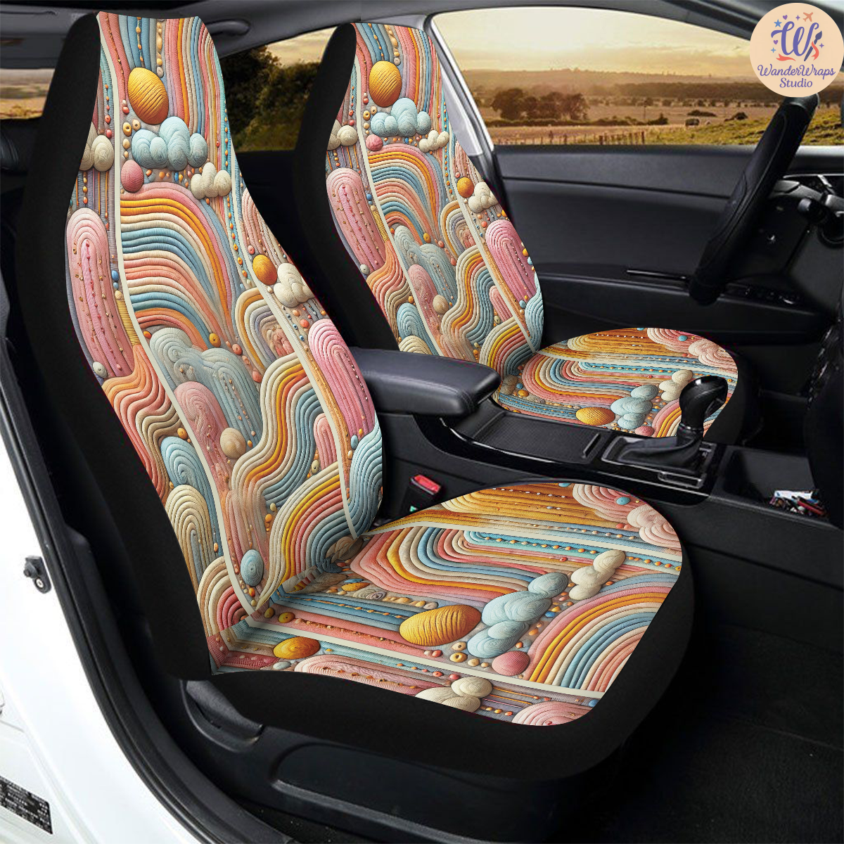 Rainbow Boho Car Seat Covers – High Quality Graphic and Polar Fleece Protector Set
