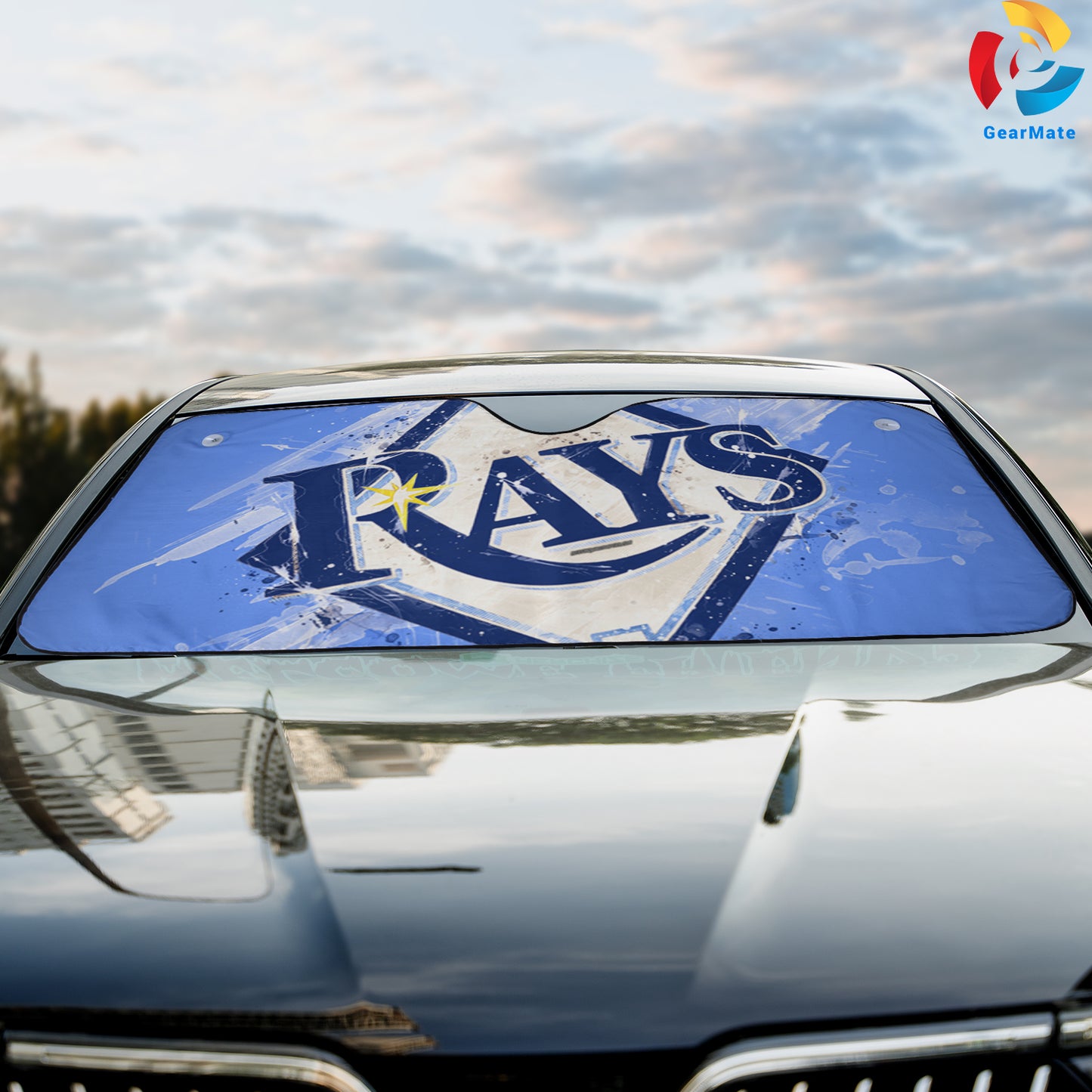 Tampa Bay Rays MLB Baseball Team Car Cover Reflective Car Sunshade – Premium Heat & UV Protection, Universal Fit