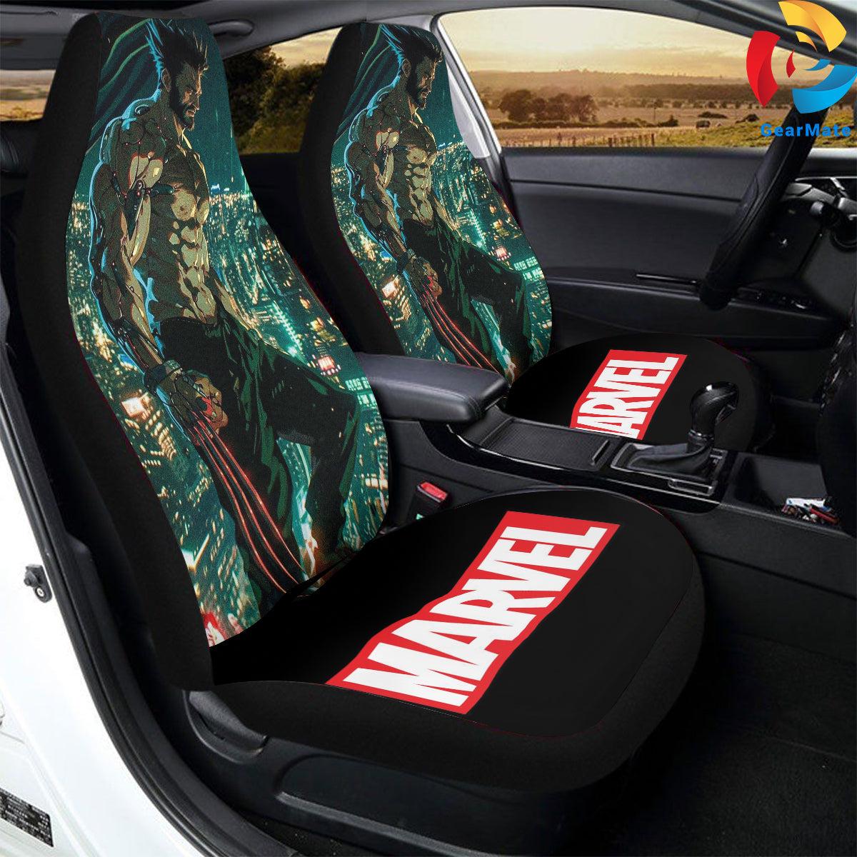 Marvel Wolverine Car Seat Covers – High Quality Graphic and Polar Fleece Protector Set