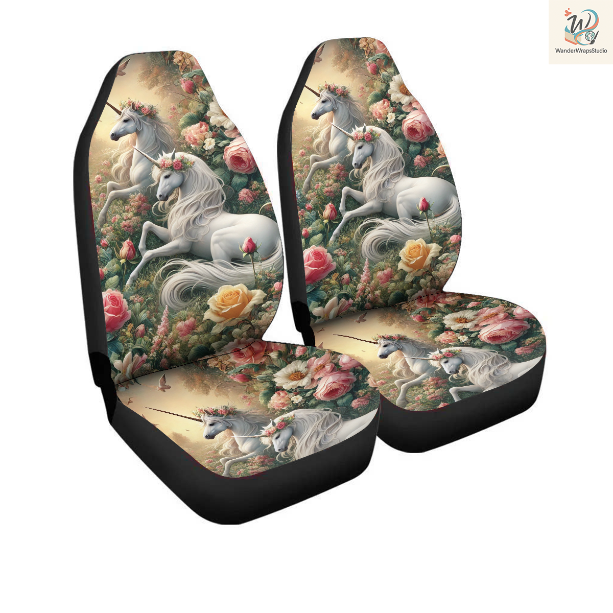 Unicorn Fantasy Car Seat Covers – High Quality Graphic and Polar Fleece Protector Set