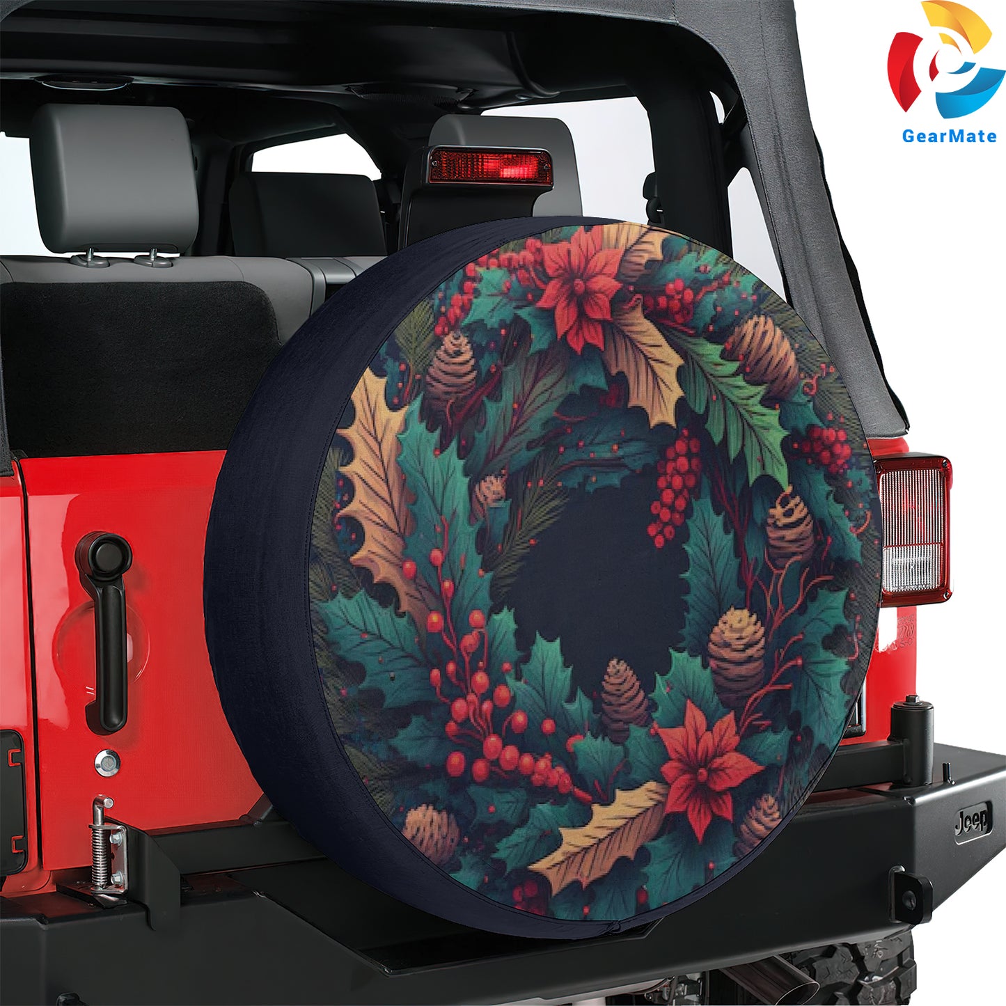 Merry Christmas 2024 Christmas Wreath Spare Tire Cover – Premium Waterproof UV Resistant Protector