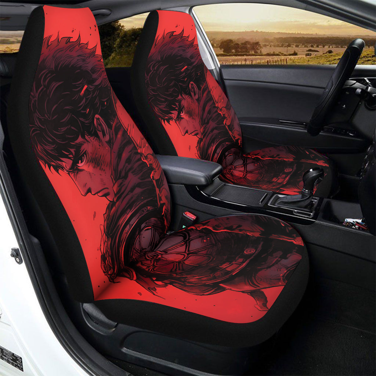 Berserk Guts Red Seat Covers – High Quality Graphic and Polar Fleece Protector Set