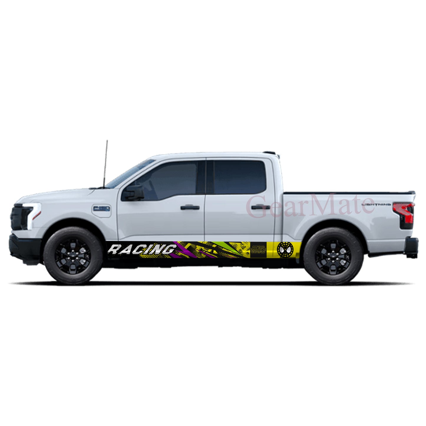 Racing Yellow Black Grunge Starwars Rocker Panel Graphic Decal Kit (Left & Right Sides) - High Quality Vinyl for Trucks & SUVs