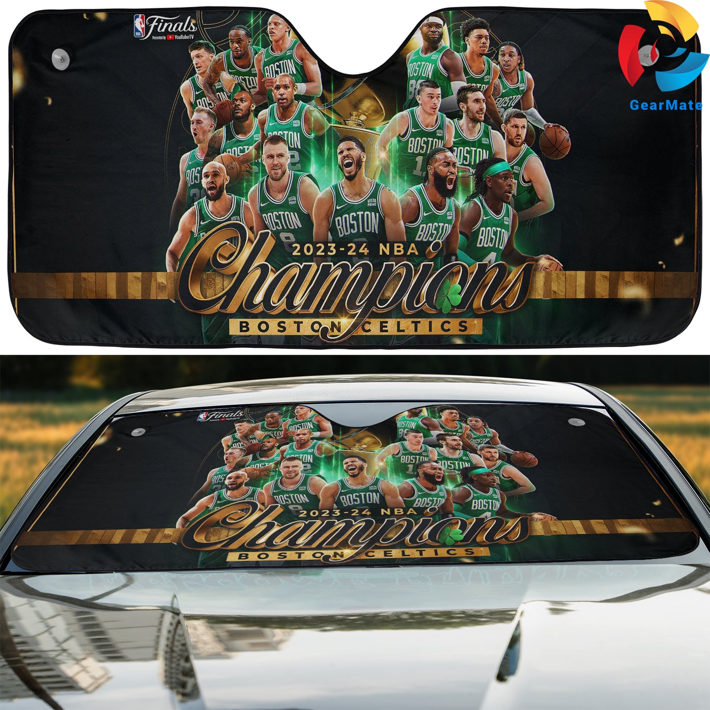 Boston Celtics Team Reflective Car Sunshade – Premium Heat & UV Protection, Universal Fit